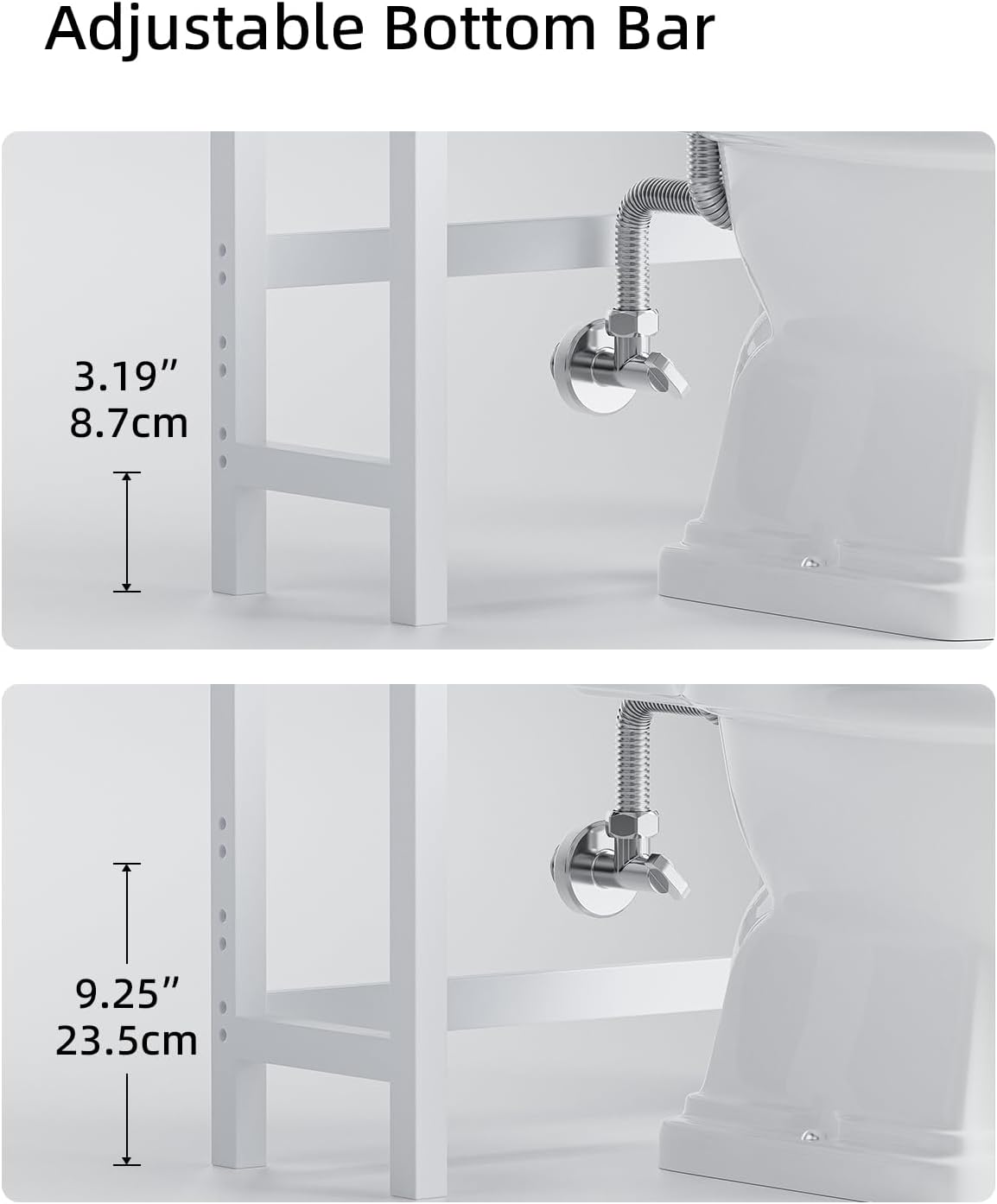 SMIBUY Bathroom Storage Shelf, Bamboo Over-The-Toilet Organizer Rack, Freestanding Toilet Space Saver with 3-Tier Adjustable Shelves (White)