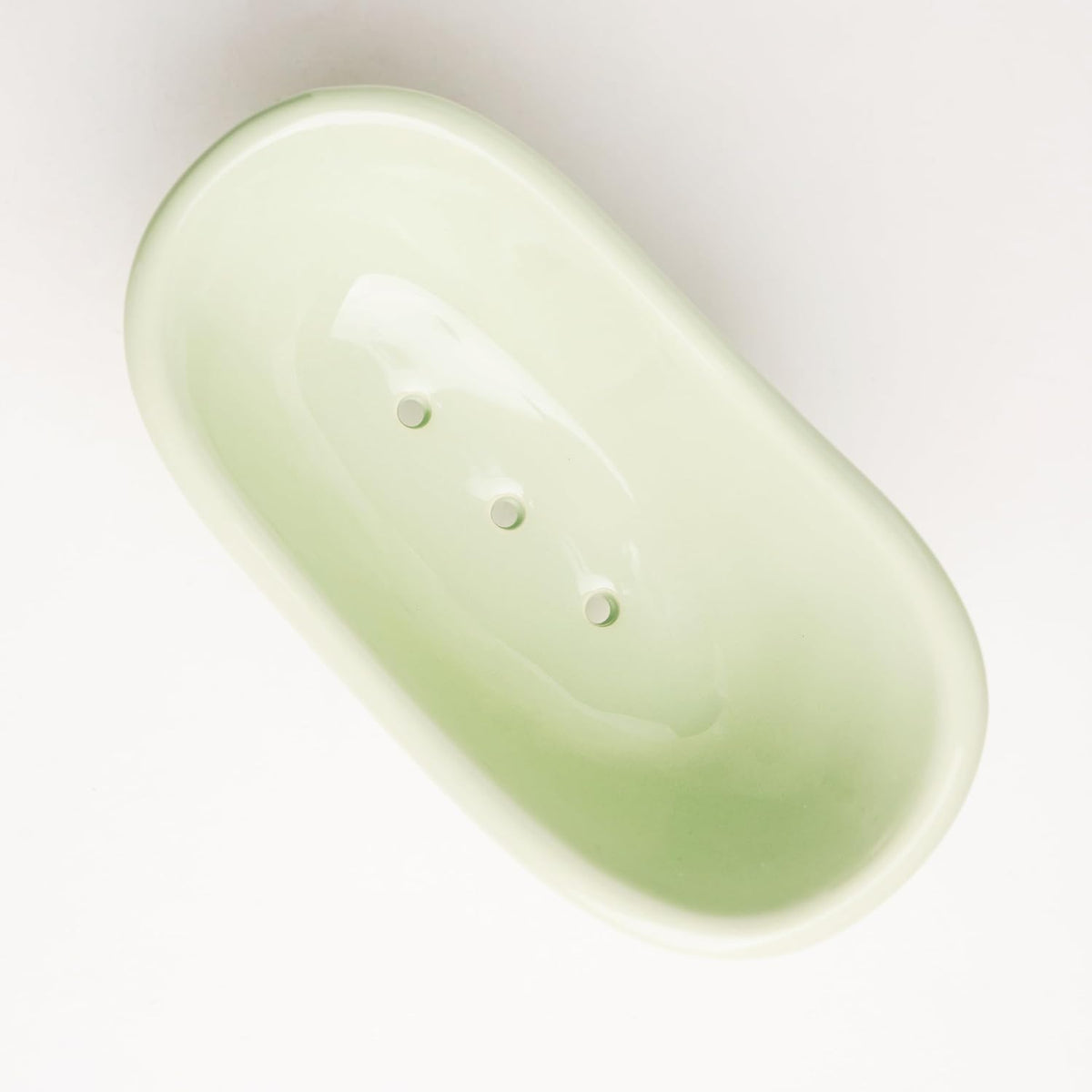 Soap Dish, Ceramic Soap Holder with Drainage for Shower, 1 Pack Bar Soap Tray, Keep Soap Dry & Easy Clean, Sponge Holder for Bathroom, Bathtub Kitchen Sink (Green Tea)