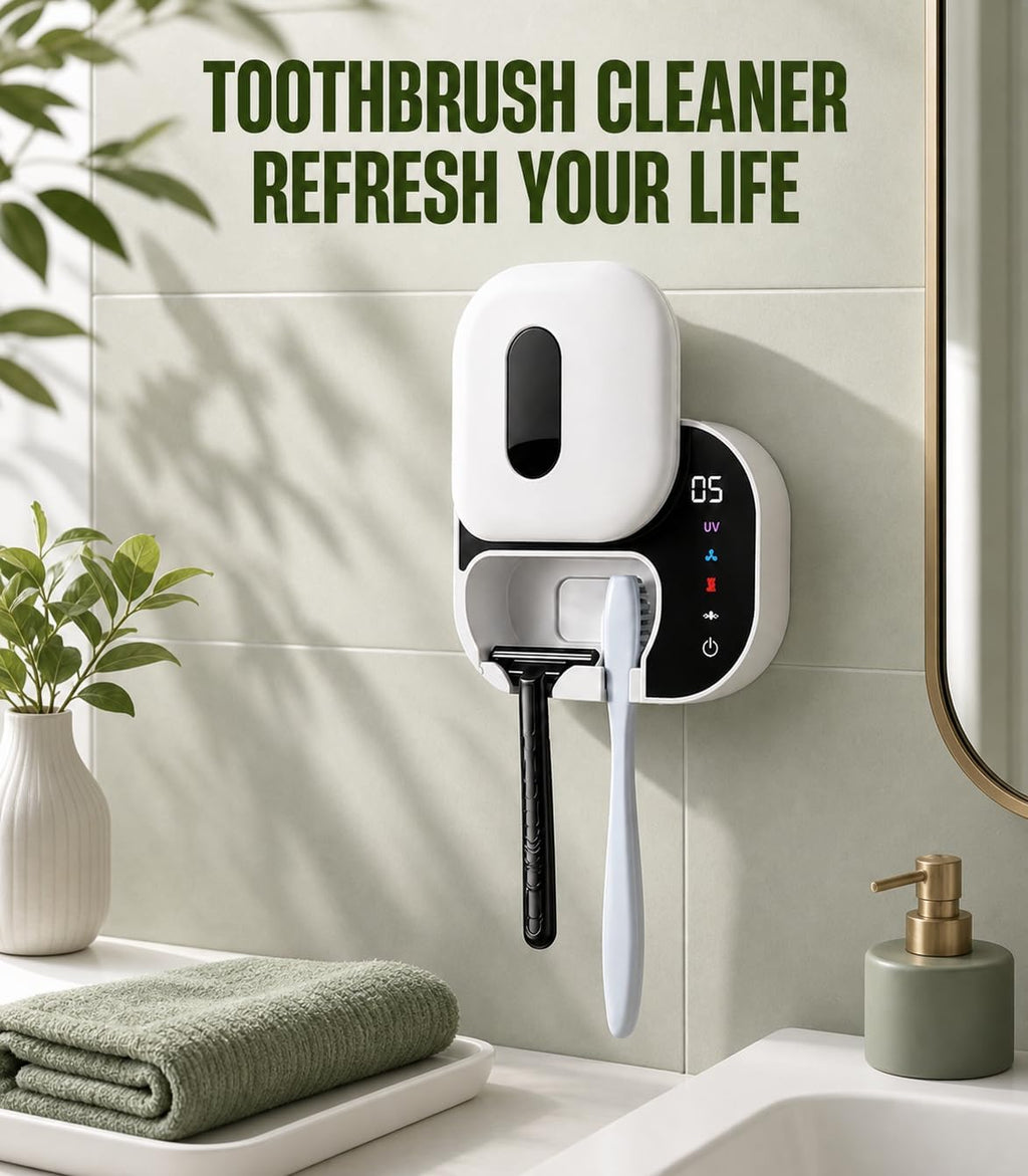POPCHOSE Toothbrush Sanitizer Holder with Dual-Mode UV & Heated Drying