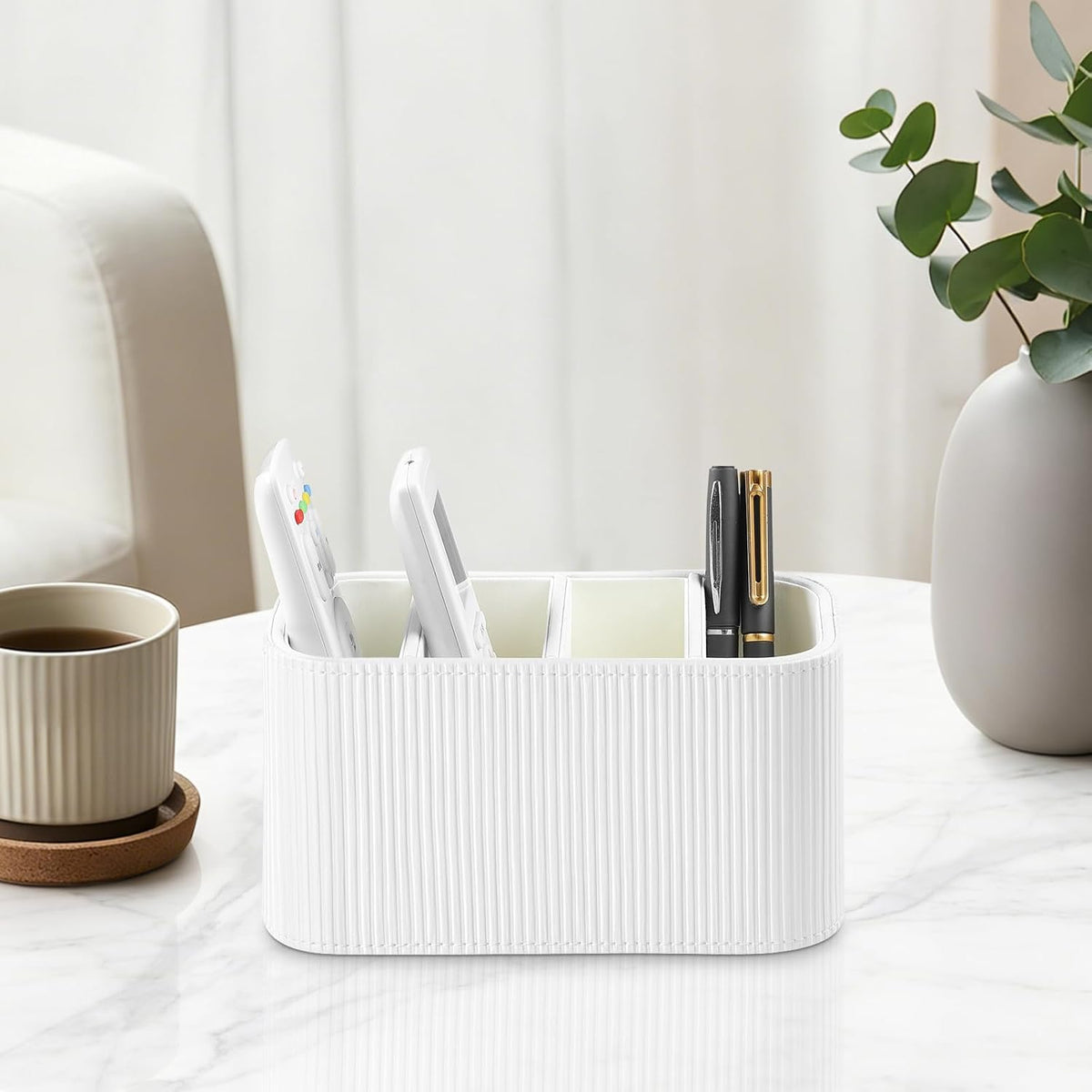 TV Remote Control Holder Remote Holder Caddy Organizer (Ivory)