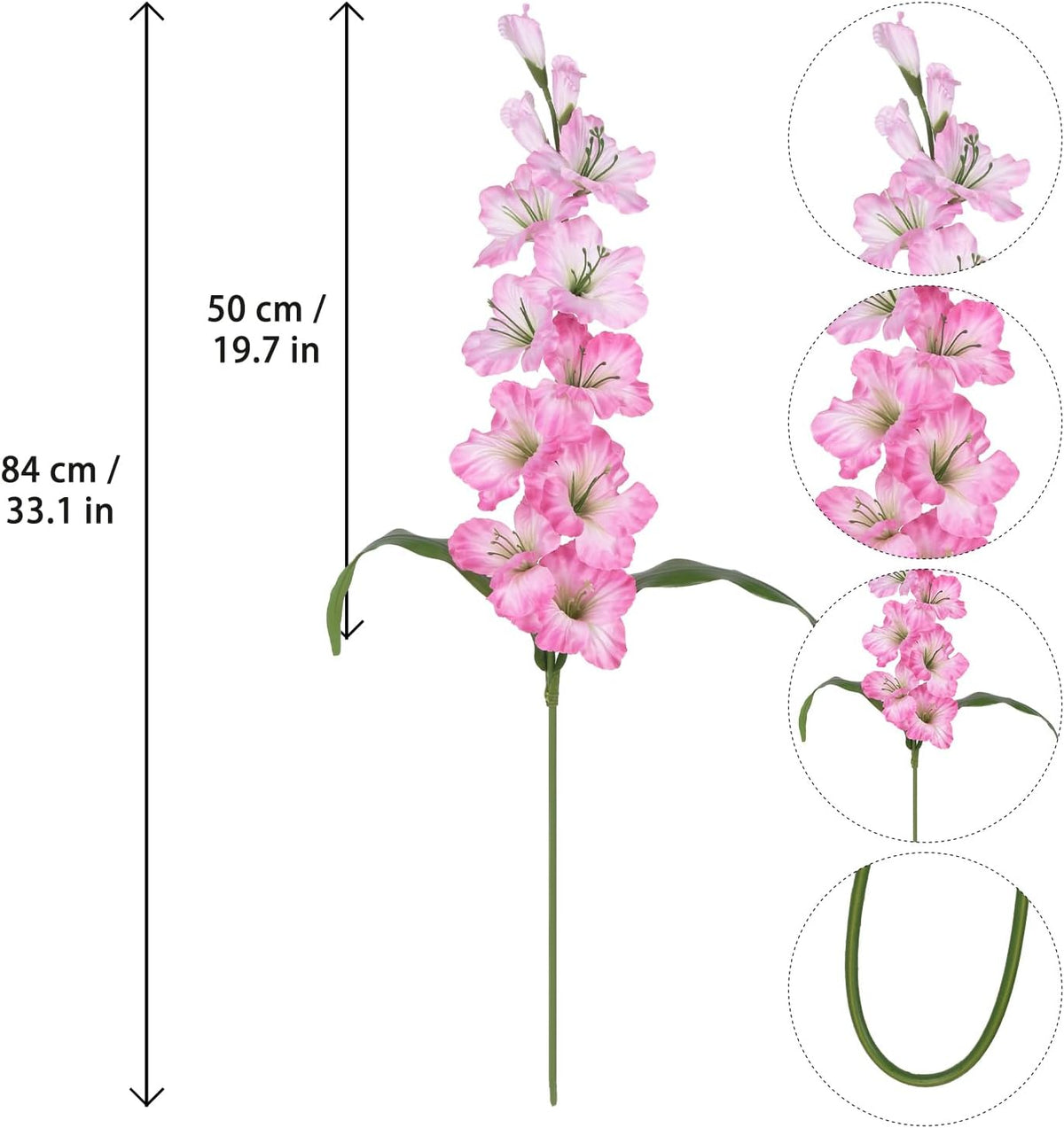 IPOPU Fake Flowers Pink Gladiolus Artificial Flowers 5PCS Silk Gladiolus with Long Stem 33" Light Pink Artificial Flowers for Wedding Home Party Table Floral Arrangement (Light Pink)