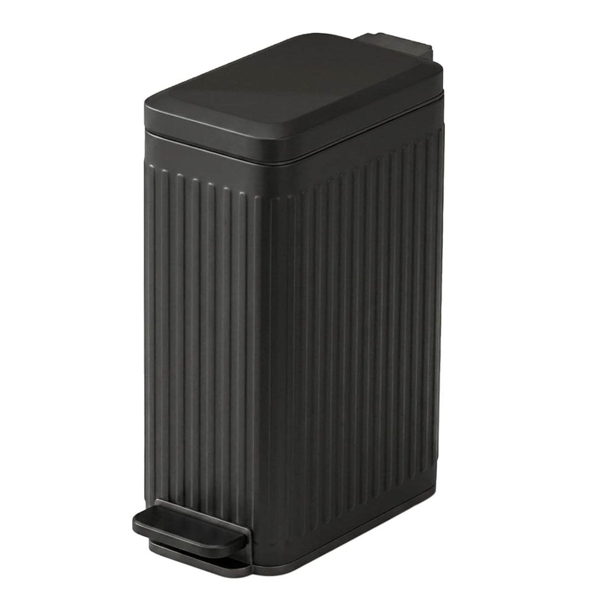 Slim Bathroom Trash Can with Lid, 2 Gallon, Stainless Steel, Fluted