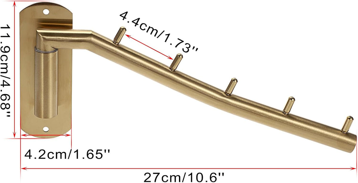Sumnacon Clothes Hanger Rack，Wall Mount Garment Hook with Swing Arm，Gold