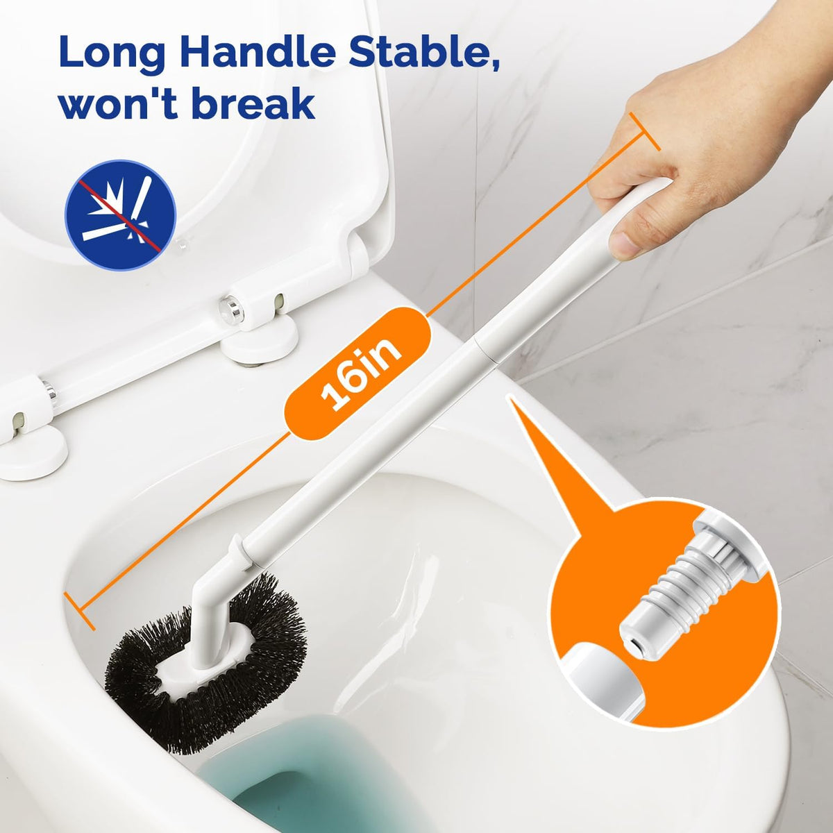 HAMITOR Toilet Plunger Brush Set: Curved Bristles Design for Deep Cleaning