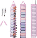 DHSFKBE Legging Organizer Storage, Shirt Organizer, Foldable Hanging Closet Organizer Storage with 26 Roll Independent Compartments for Yoga Pants, Tank Top, Towel, Underwear (Pink)