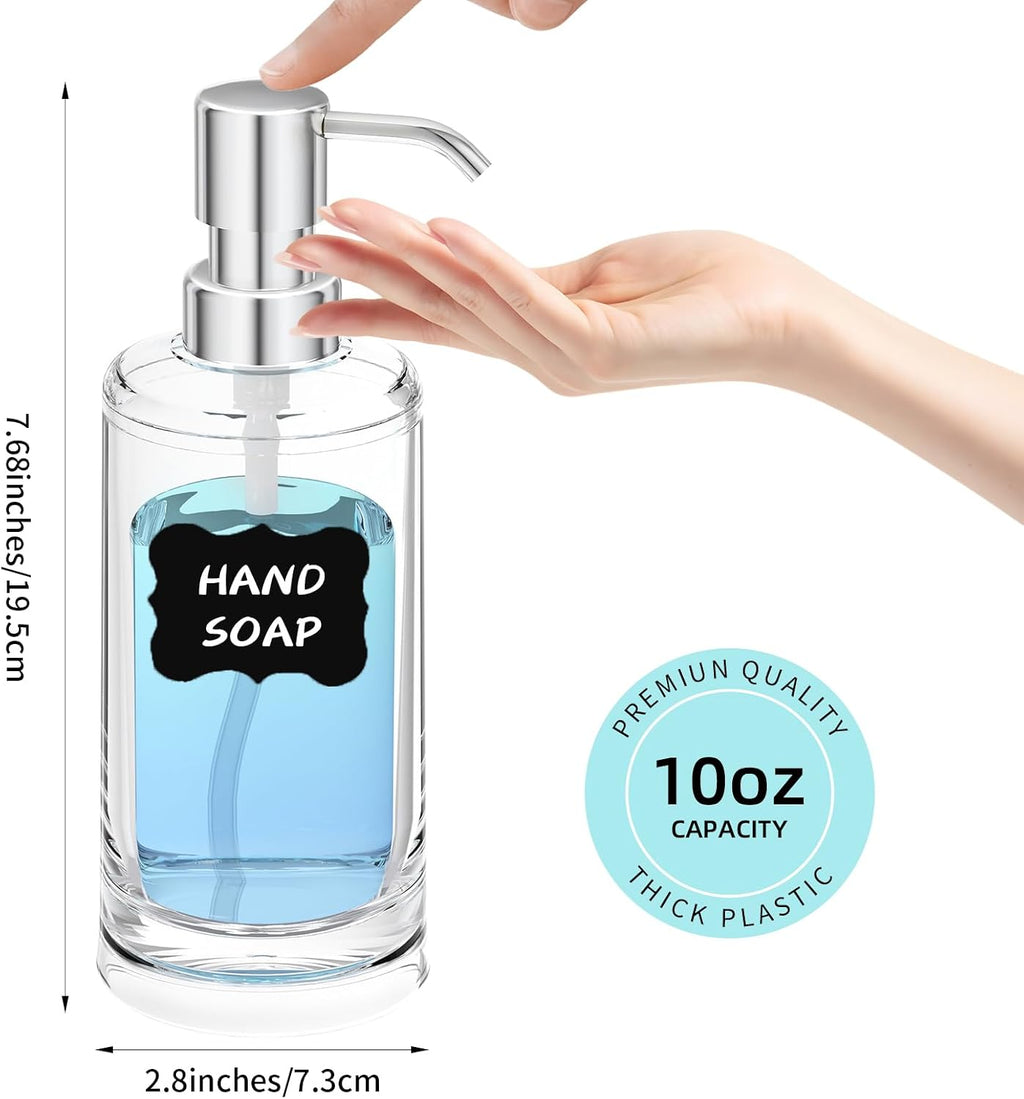 Clear Plastic Soap Dispenser, Set of 2, 10 oz