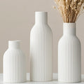 Modern Ceramic Vases Set of 3, White Ribbed Decorative Vases, Shelf Table Centerpiece for Home Decor, Birthday Gifts for Women, Mom, Grandma Decorative (White)