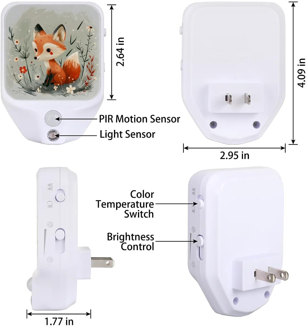 Honeybaby Motion Sensor Night Lights Flowers Fox Nightlight Plug in Dusk to Dawn Motion Sensor Light Indoor LED Lights for Room Home Improvement
