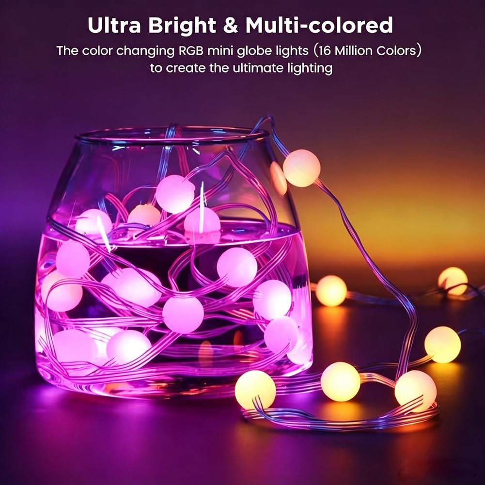 Curtain String Lights 8ft x 6ft, 96 LED RGB Color Changing Lights