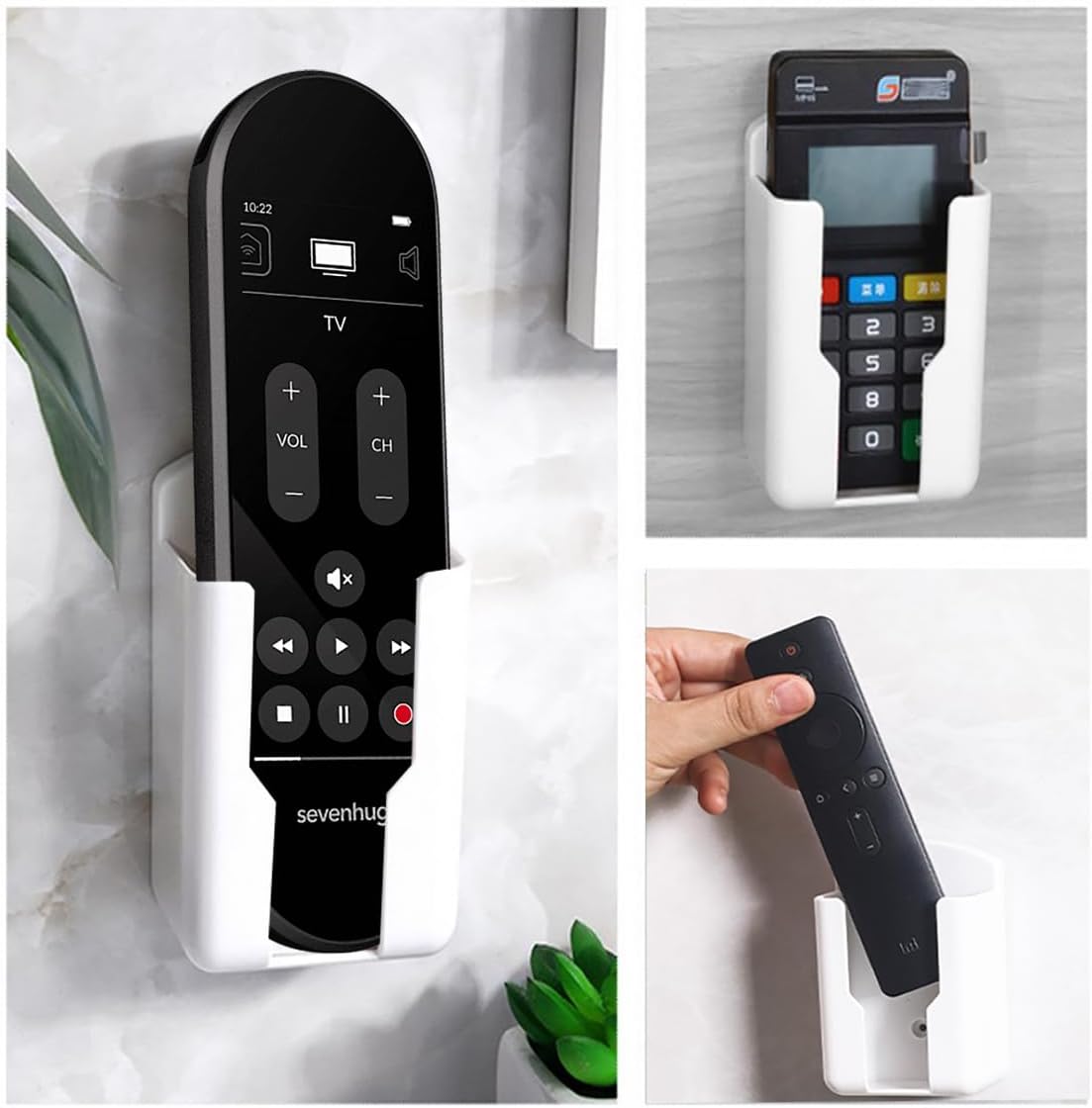 2pack Remote Control Holder,Self-Adhesive Wall Mount Phone Holder,Air Conditioner TV Remote Control Bracket,Wall-Mounted Mini Storage Box (2.67inch)