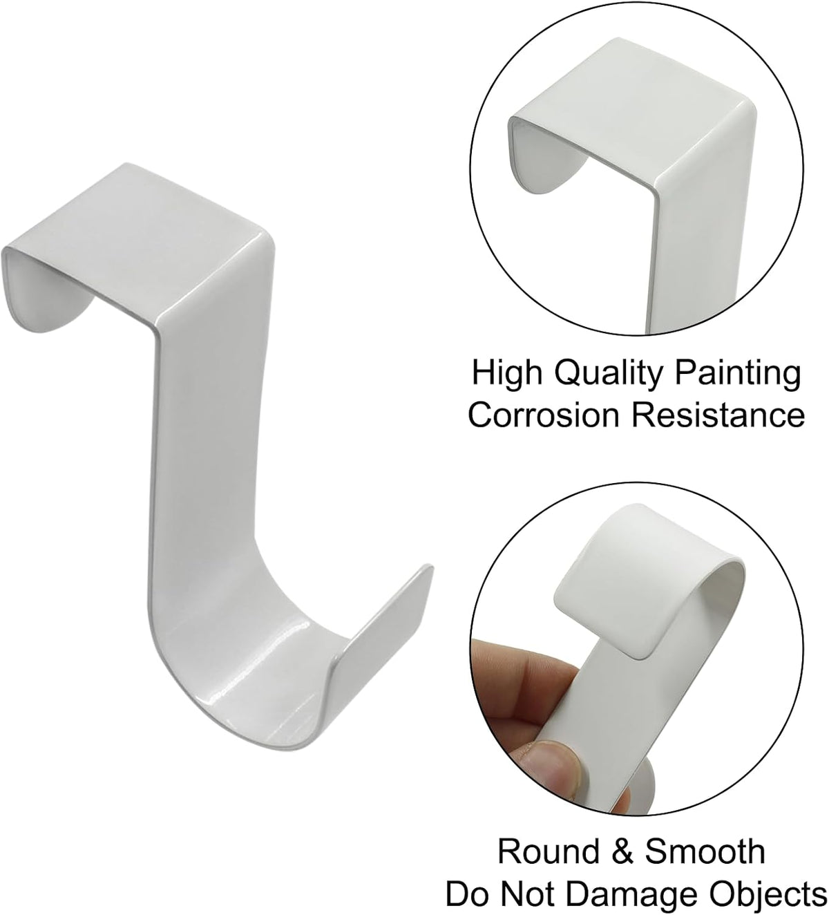 6 Pack Over The Cabinet Door Hook, 70mm Metal (White)