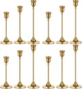 Metal Candle Holders for Candlesticks Taper Candlestick Holders Set Vintage Decorative Centerpiece Candelabra Tall Candle Stands (Gold, 4 Sets (12 pcs))