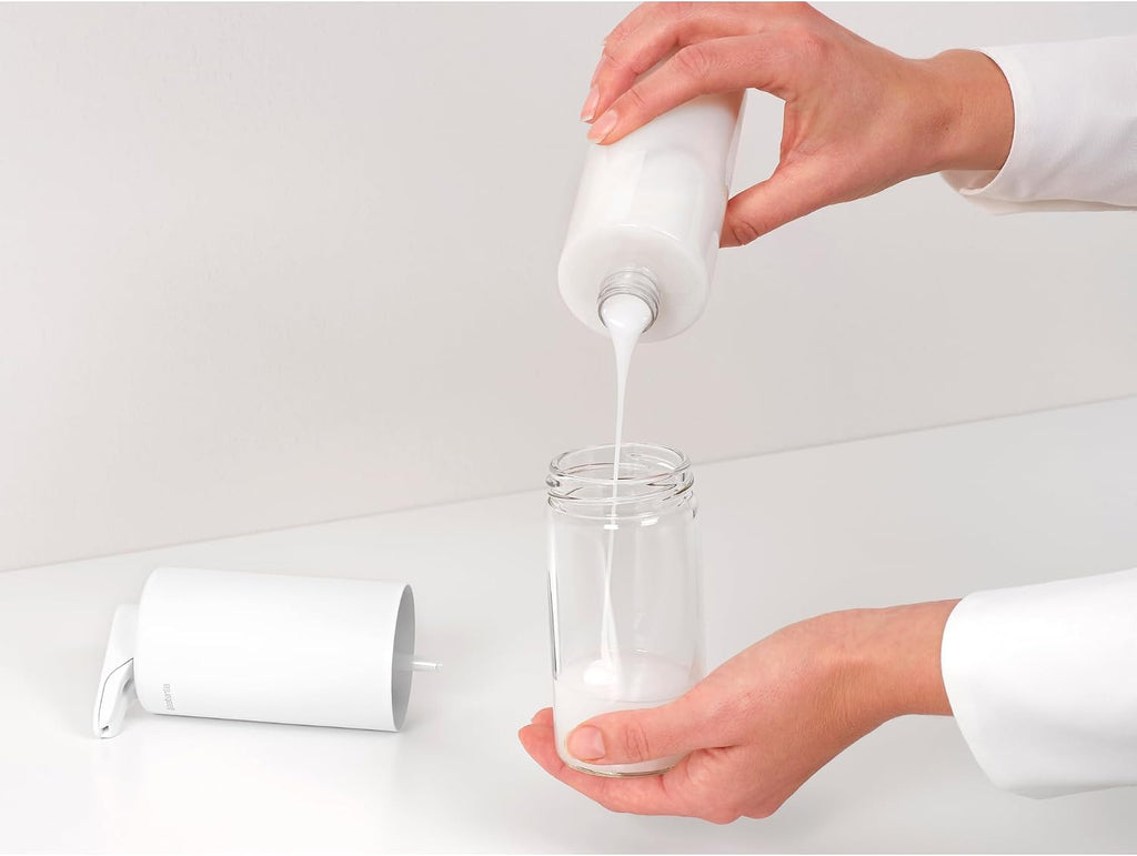 Brabantia SinkStyle Soap Dispenser – Stylish Pump Dispenser for Hand Soap and Dishwashing Liquid – Organizer, Corrosion-Resistant, Mineral Fresh White, 6.8oz