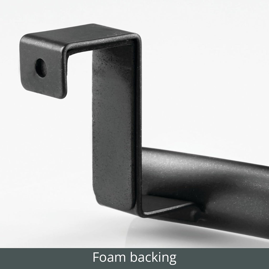 mDesign Steel Over Door Curved Towel Bar Storage, Hanger for Cabinet or Cupboard, Holder Rack for Kitchen, Bathroom - Holds Hand/Dish Towels, Washcloths - Spira Collection - 2 Pack - Black
