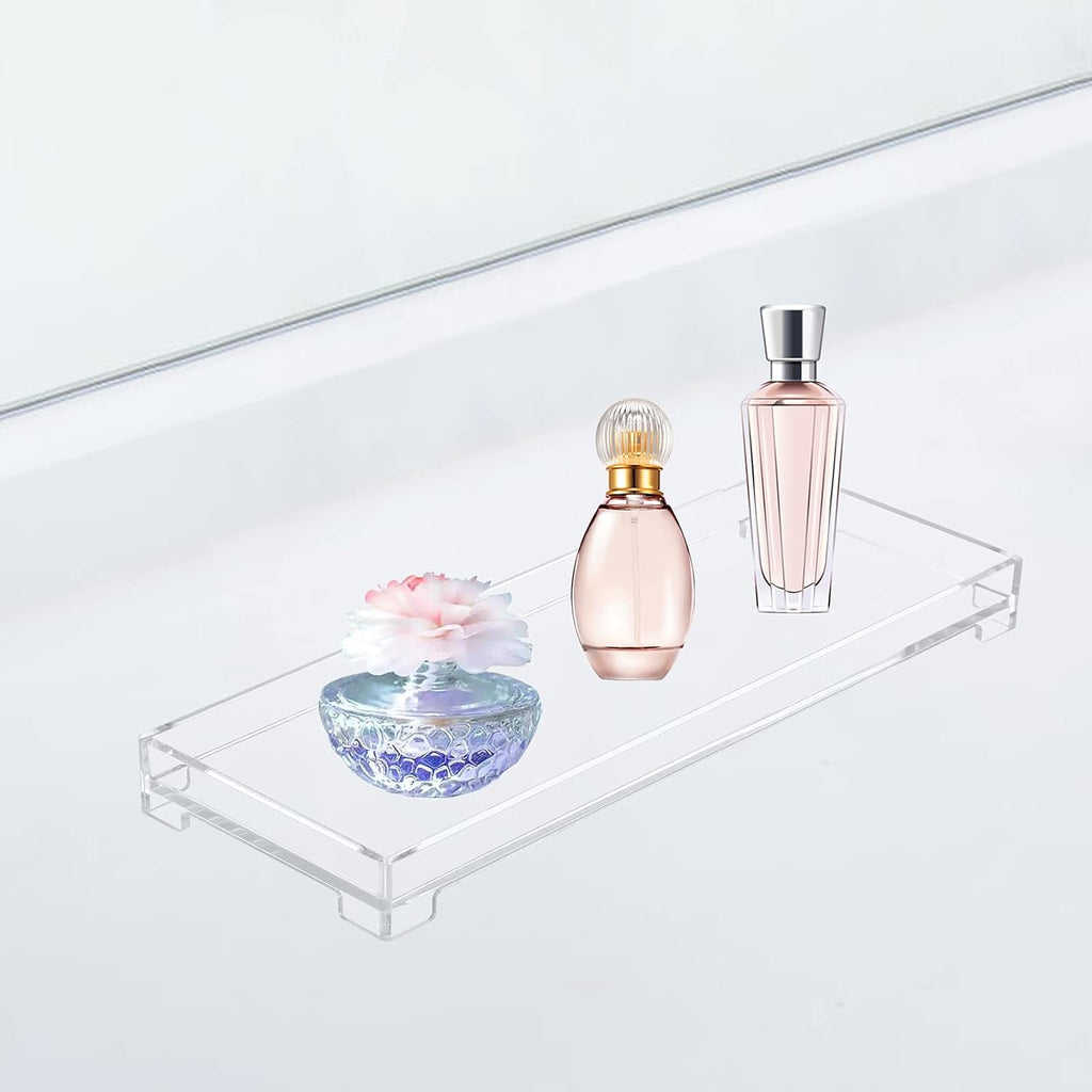 Vanity Bathroom Tray Acrylic Clear Rectangle Decorative Organizer, Small