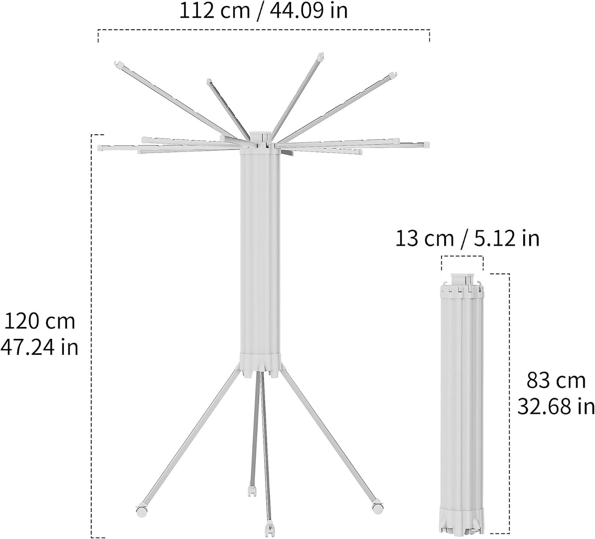 RFOUO Foldable Clothes Drying Rack with Aluminum 4Legs 16Rods Single Layer