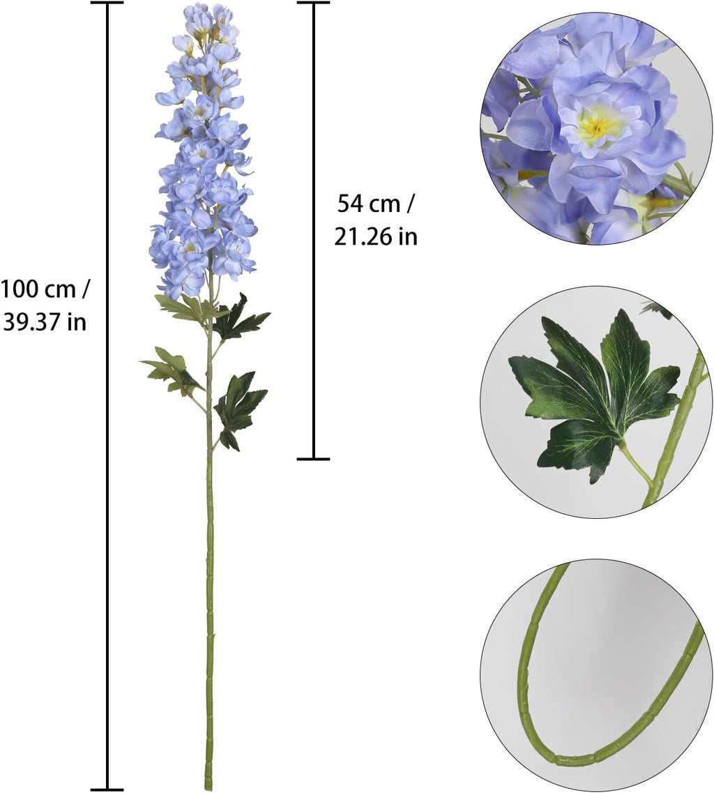Blue Delphinium Artificial Flowers,5PCS Faux Larkspur Flowers 39" Long Stem Silk Flowers for Tall Vase Home Wedding Table Decor(Blue)