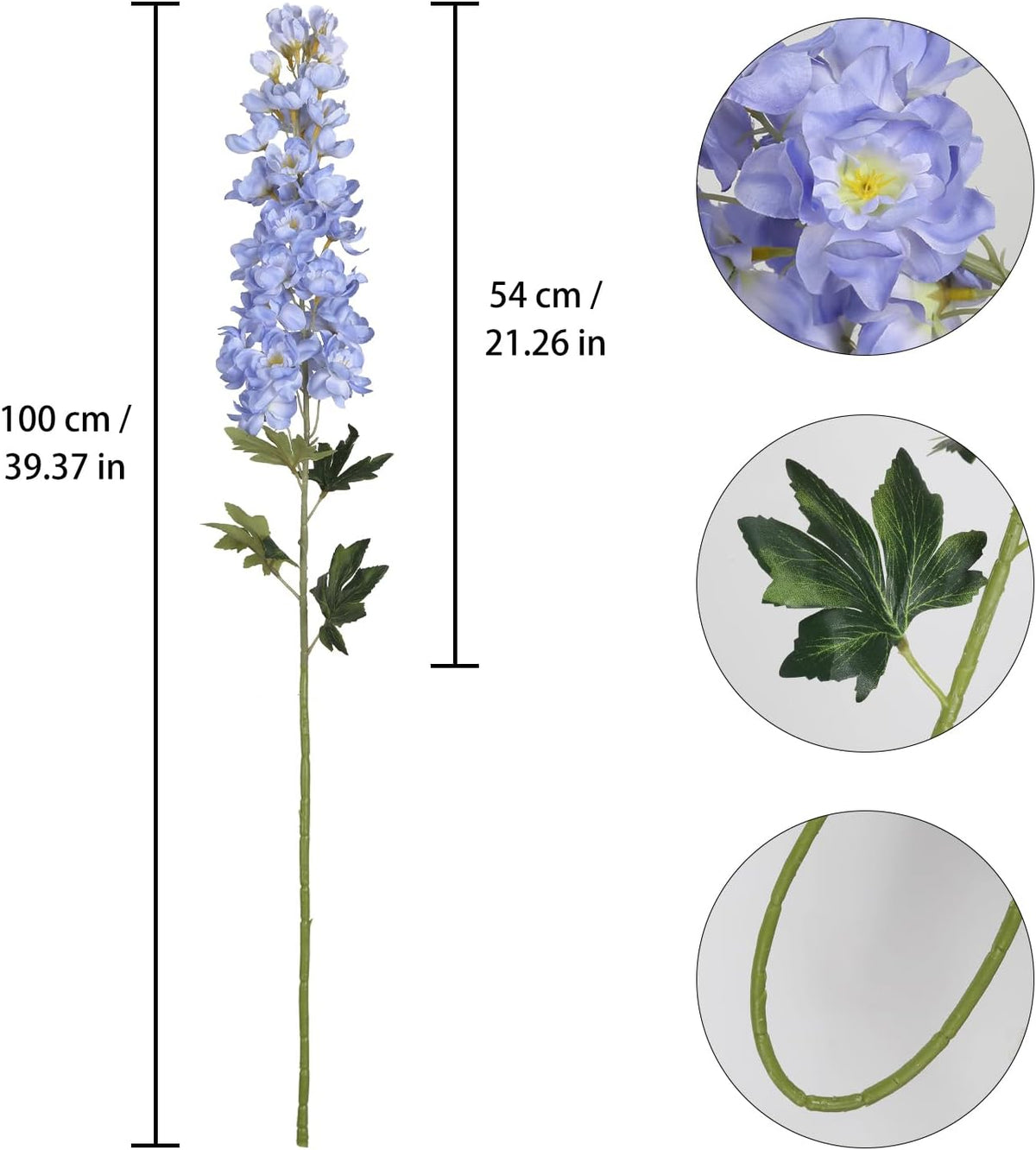 Blue Delphinium Artificial Flowers,5PCS Faux Larkspur Flowers 39" Long Stem Silk Flowers for Tall Vase Home Wedding Table Decor(Blue)