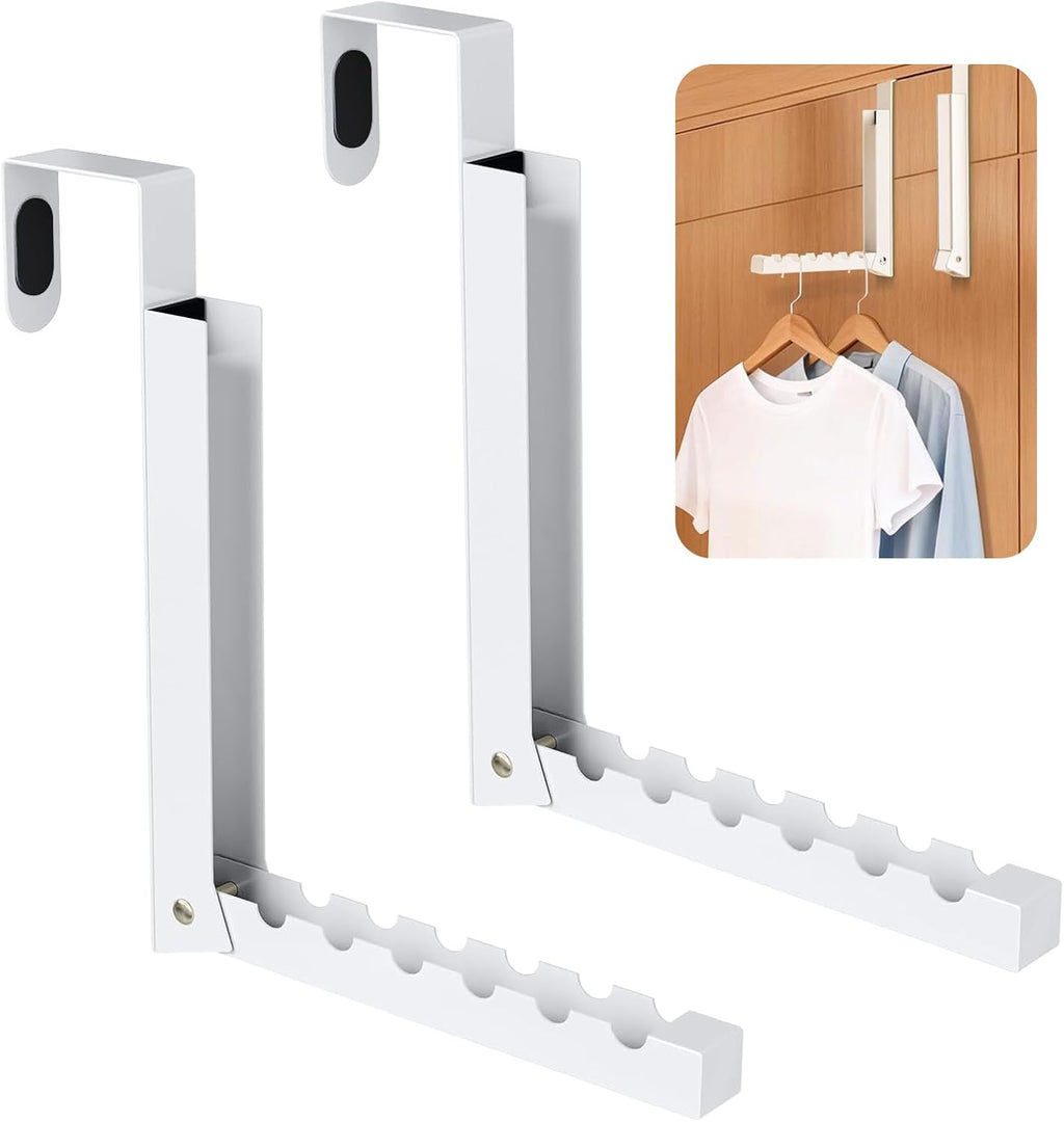 Over The Door Folding Clothes Drying Rack 2-Pack White, Heavy Duty Metal for Indoor Laundry Room Small Space