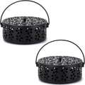 2-Pack Citronella Coil Holder Portable Mosquito Coil Holder Metal Incense Burner with Lid Round Spiral Incense Coil Holder (Black/Black)