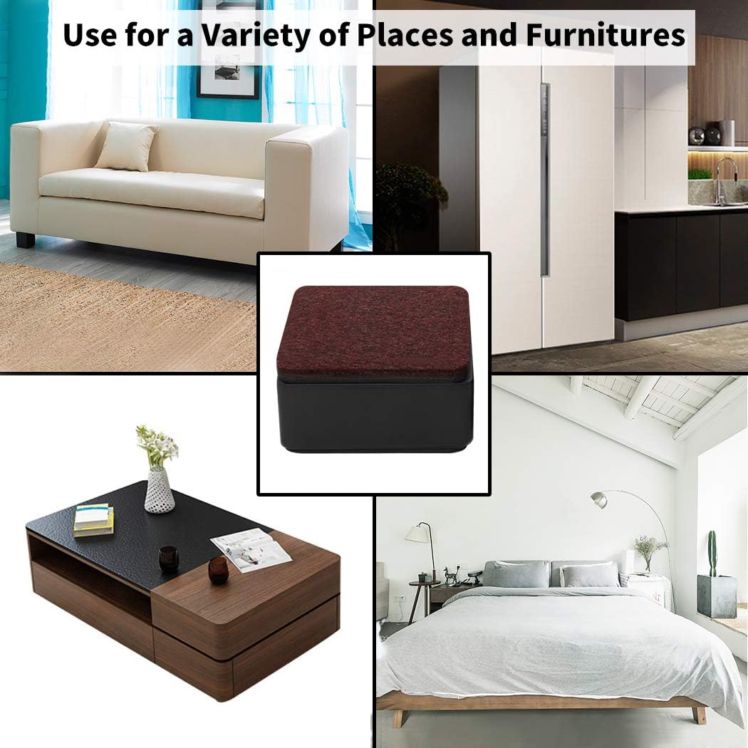 Ezprotekt 1.2 Inch Bed and Furniture Risers, Heavy Duty Square Sofa Tables Couch Chair Risers, Width 2.4"-Adds 1.2" Height, Supports 20,000 lbs, Protect Carpet & Floors from Scratches (4 Pack, Black)