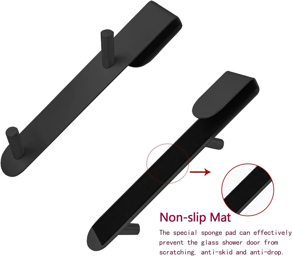 Stainless Steel Shower Door Hooks (2-Pack) - Heavy Duty Bathroom Towel Hooks for Frameless Glass Showers, No Drill Hanging Hooks for Robes, Towels, Loofahs - Rustproof & Easy Install
