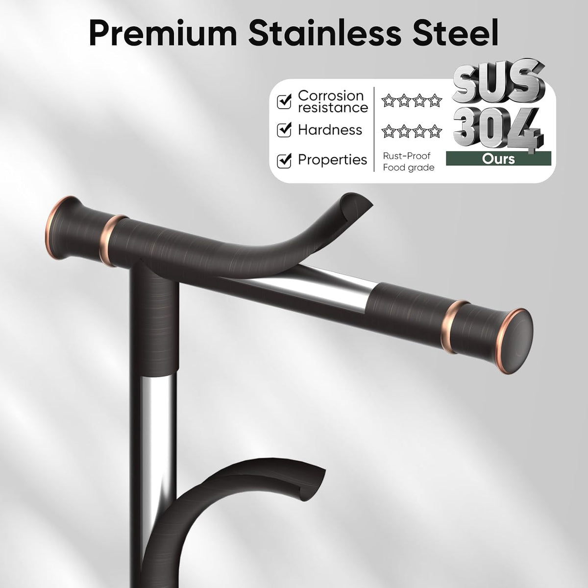 Hoimpro Toilet Paper Holder Stand Bathroom Free Standing Oil Rubber Bronze