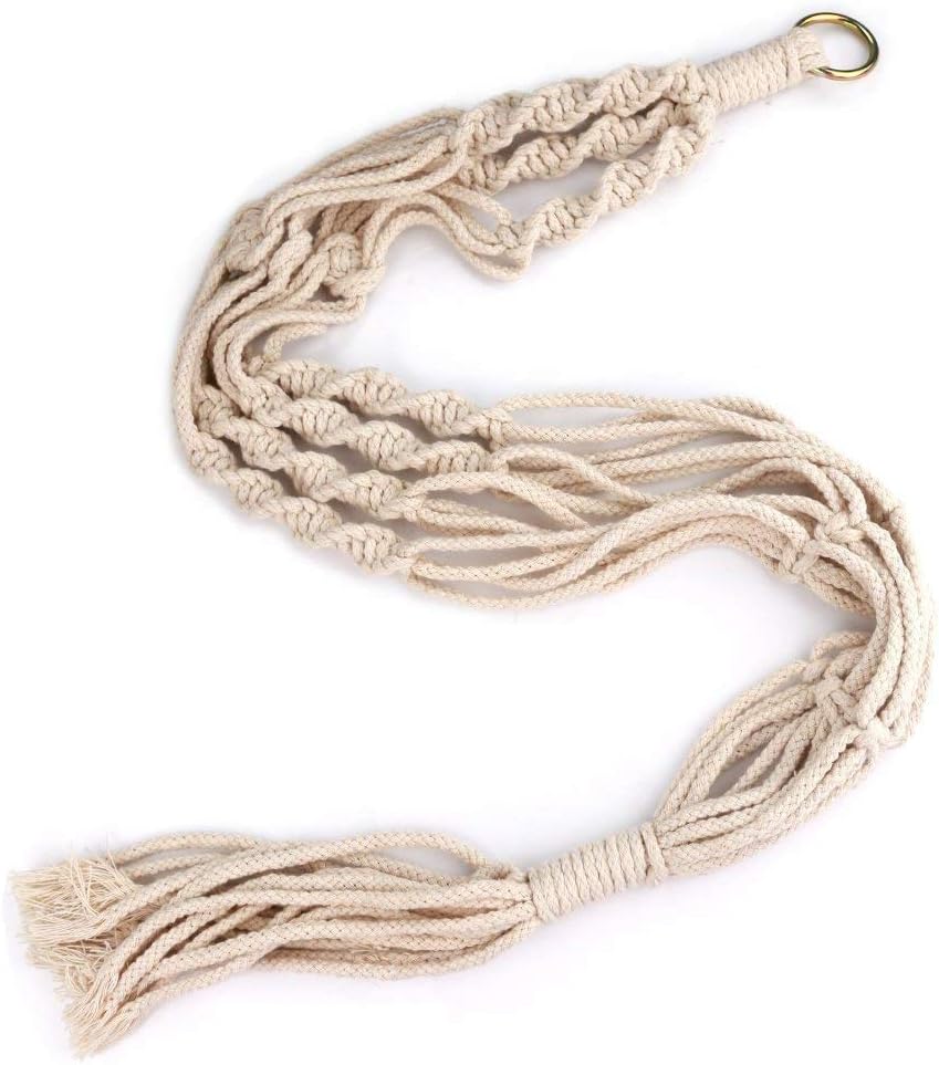 LANGUGU Set of 2 Macrame Plant Hanger with Metal Ring Wall Hanging Planter Basket for Indoor Outdoor Flower Pot Plant Holder Wall Art Vintage-Inspired Home Decor,Jute Rope, 4 Legs (36 inch)