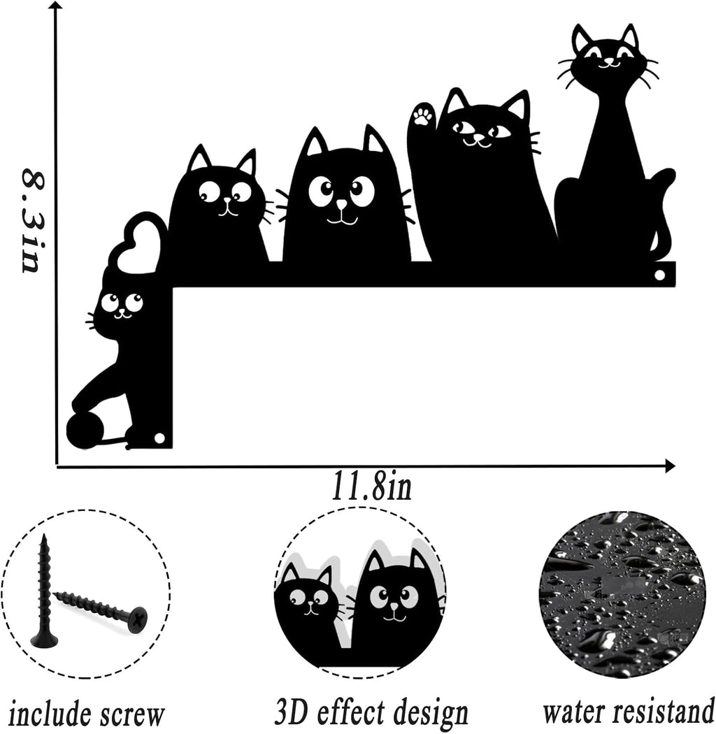 Baitiane Black Metal Wall Art, Cat Door Frame Decor, Door Topper, Modern Minimalist Home Decoration for Living Room, Bedroom, Entryway, Ideal Gift for Cat Lovers (A)