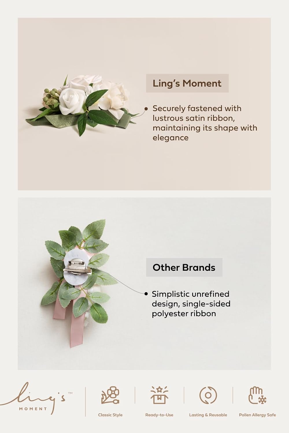 Ling's moment 2pcs Prom Wrist/Shoulder Corsage, Marsala & Burgundy