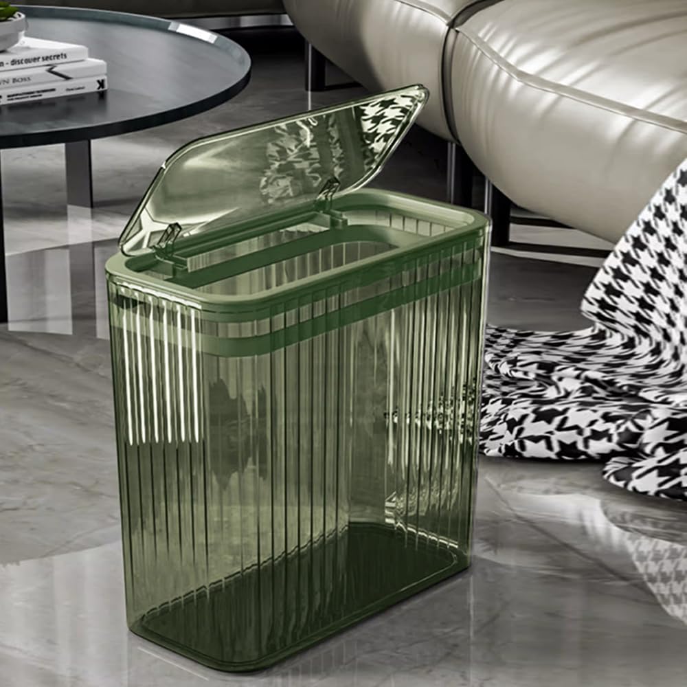 Bathroom Trash Cans with Lids, 3.5 Gallon (Green)