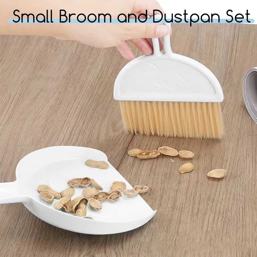 Mini Dust Pan with Broom Set, Small Dustpan and Brush Set, Hand Broom and Dust Pan for Desk, Housekeeping, Office, Kitchen, Pet Nest