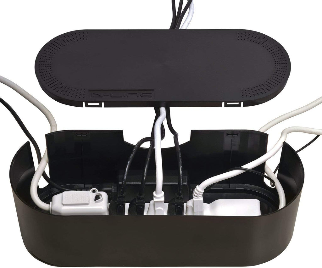 D-Line Cable Management Box (Large) & Medium Cable Raceway Length 1.18" (W) x 0.59" (H) x 39" Length - Black