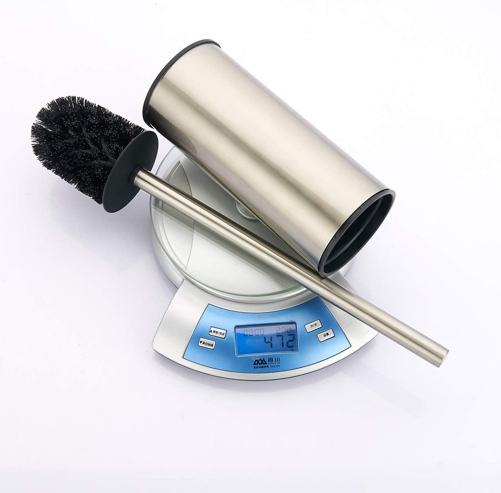 BGL Toilet Brush Holder Brushed Nickel, Stainless Steel 304 Brushed Nickel Round Freestanding Toilet Bowl Brush and Holder for Bathroom