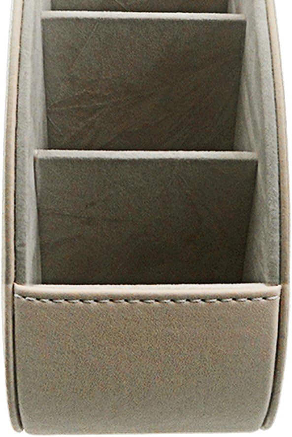 Remote Control Holder Organizer Table Desk Leather Control Storage TV Remote Control Organizer with 5 Spacious Compartments (Beige)