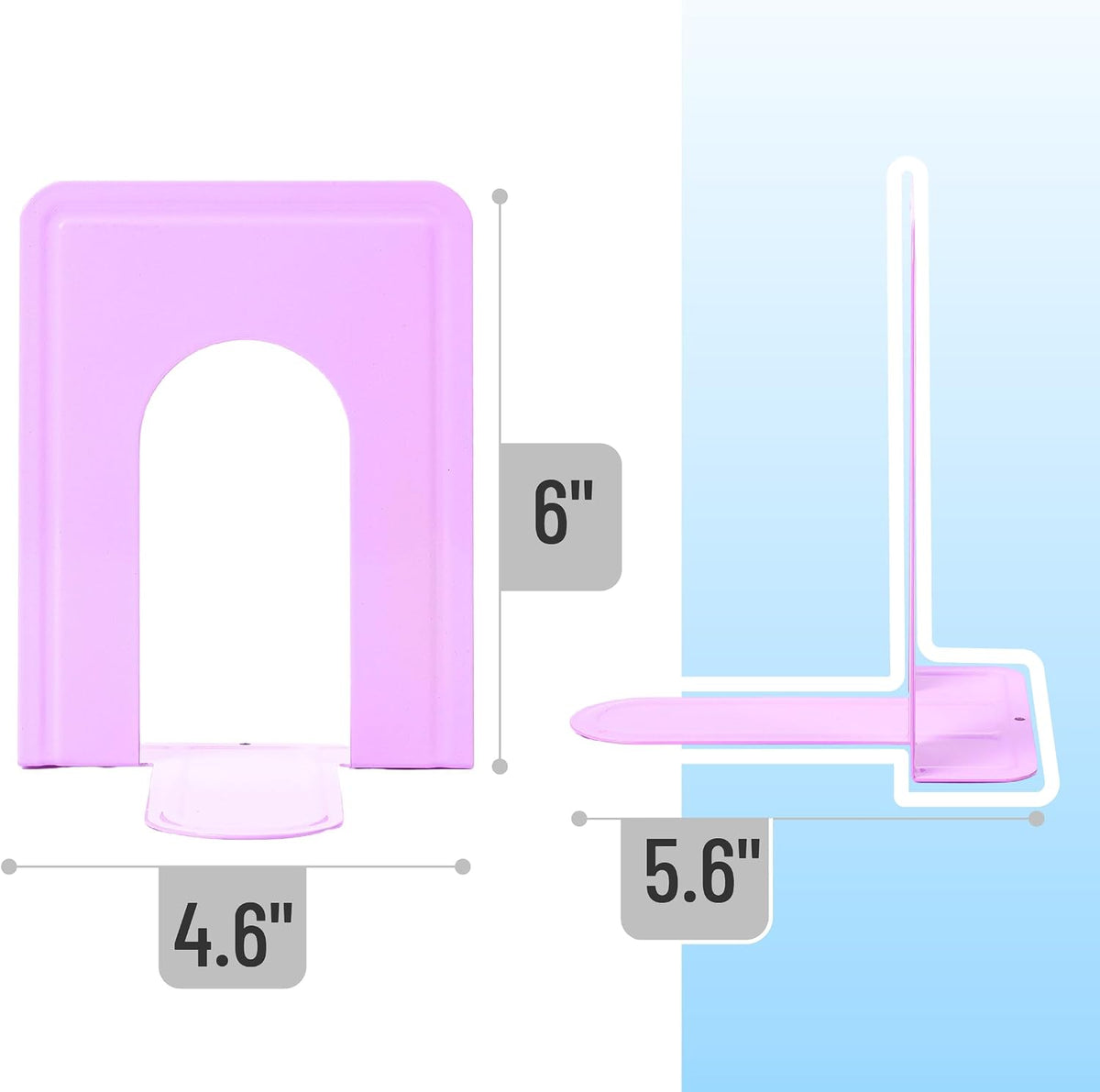 Mr. Pen- Book Ends, 4 Pack, Purple, Heavy Duty Metal Bookends for Shelves