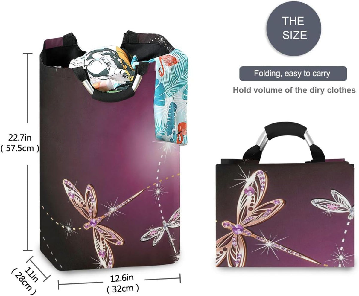 senya Dragonfly Laundry Basket Collapsible Laundry Hamper with Handle Foldable Laundry Bin