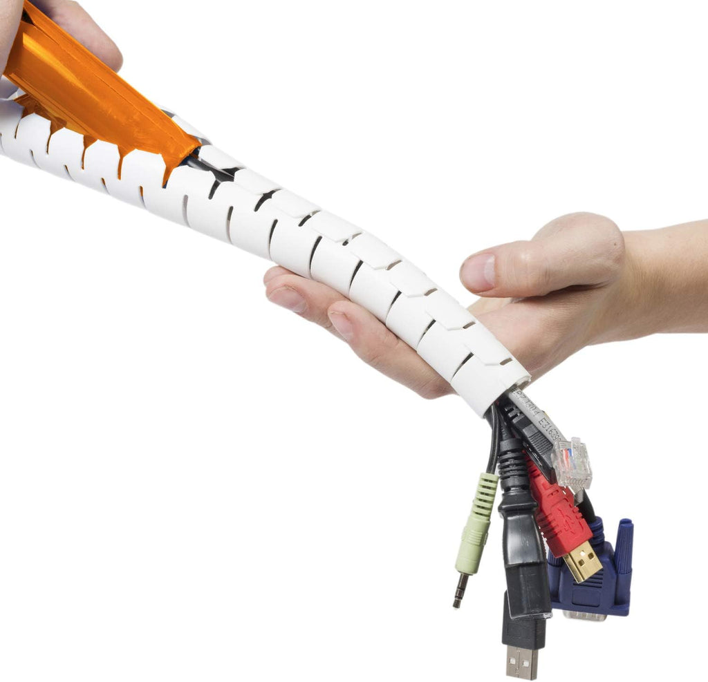 D-Line Cable Management Box (Small) & Cable Organizer Zipper (8.2ft Length) - White