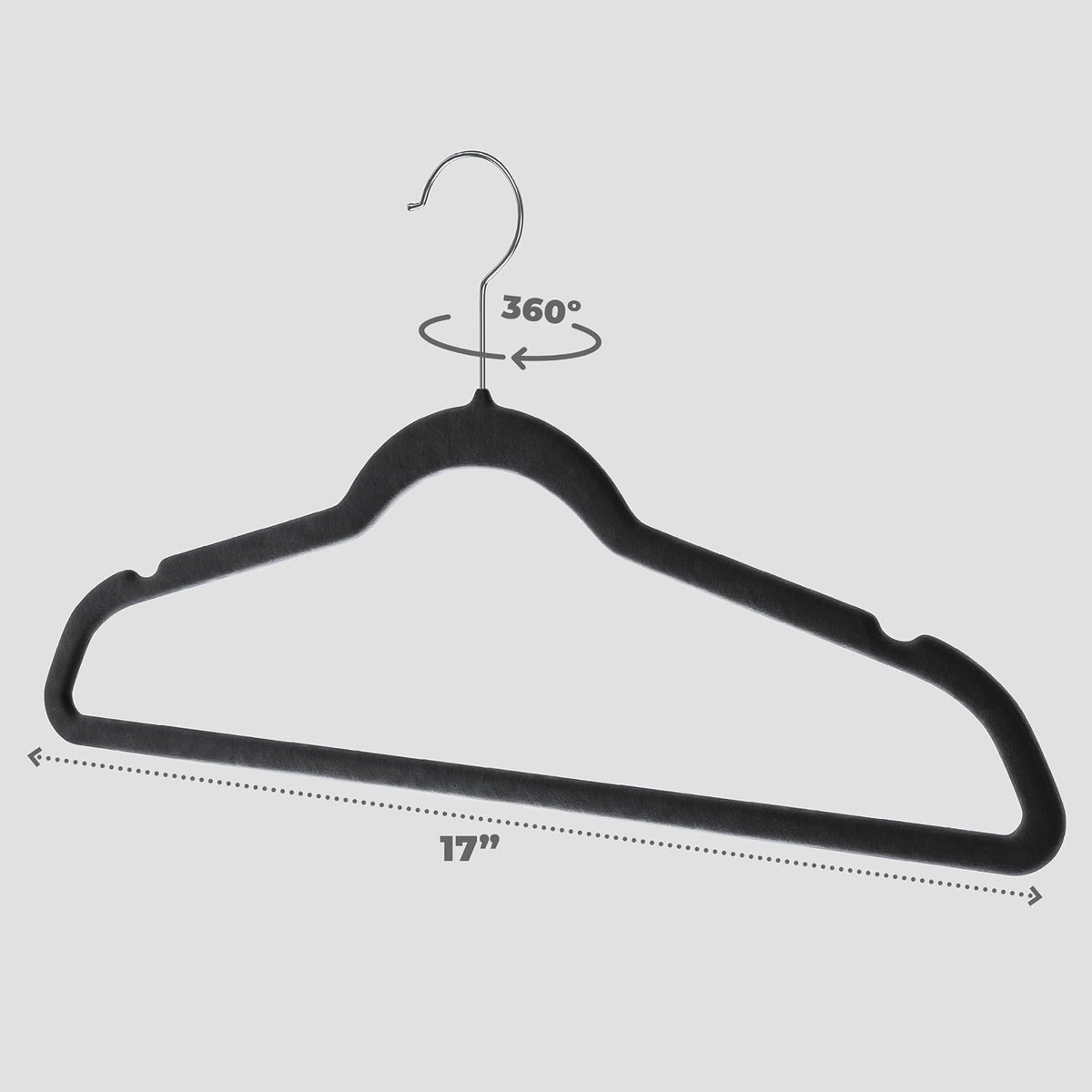 Home-it Premium Velvet Hangers 50 Pack - Black Slim Non-Slip Felt Hangers