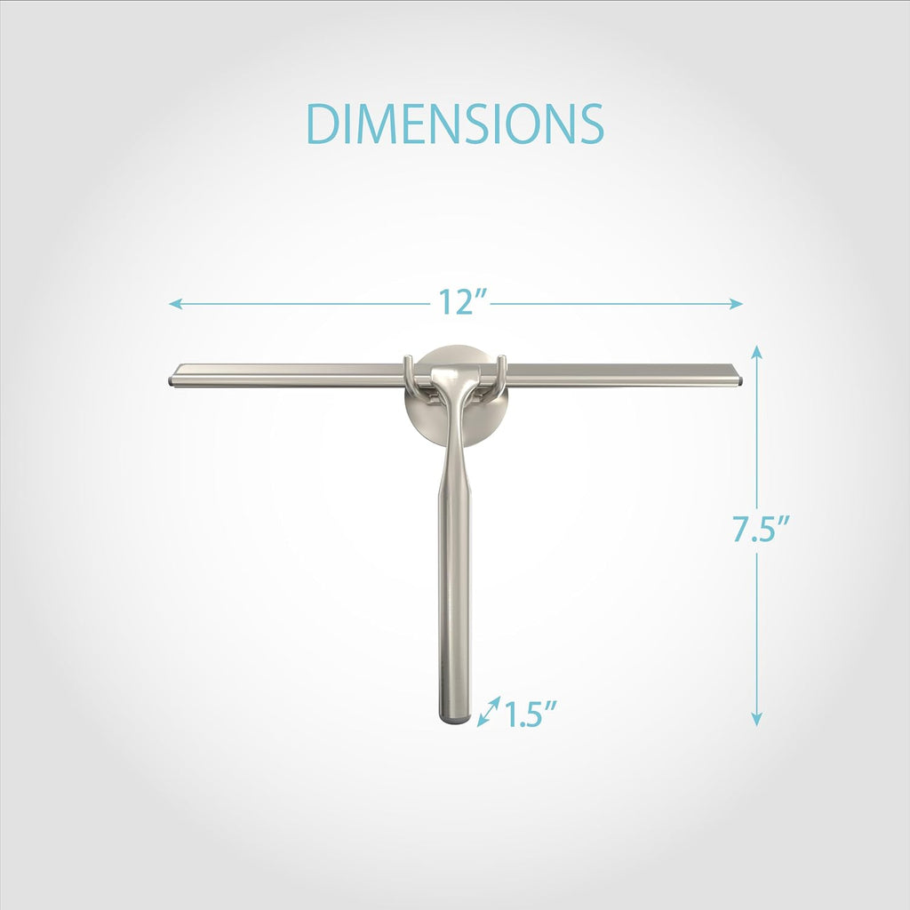 Better Living Deluxe XL Shower Squeegee, 12” Blade, Brushed Nickel
