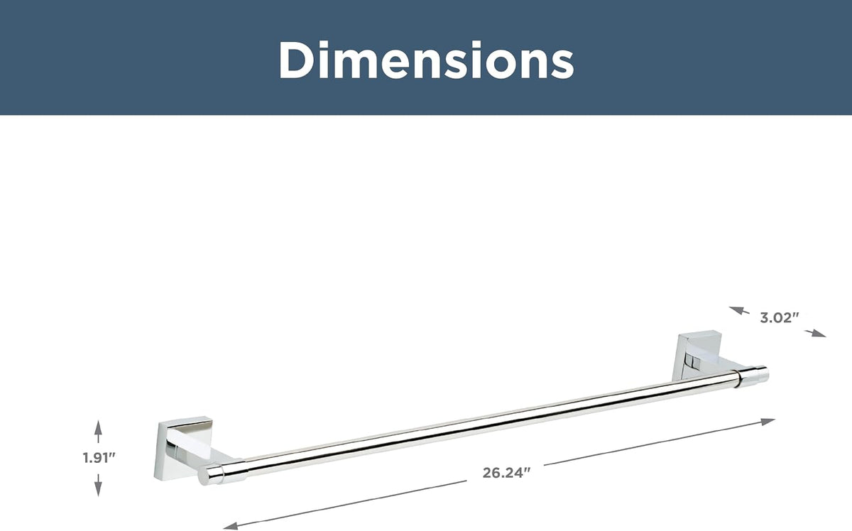 Franklin Brass Towel Rack | 24 Inch Polished Chrome Towel Bar for Bathroom, Kitchen | Maxted Accessories