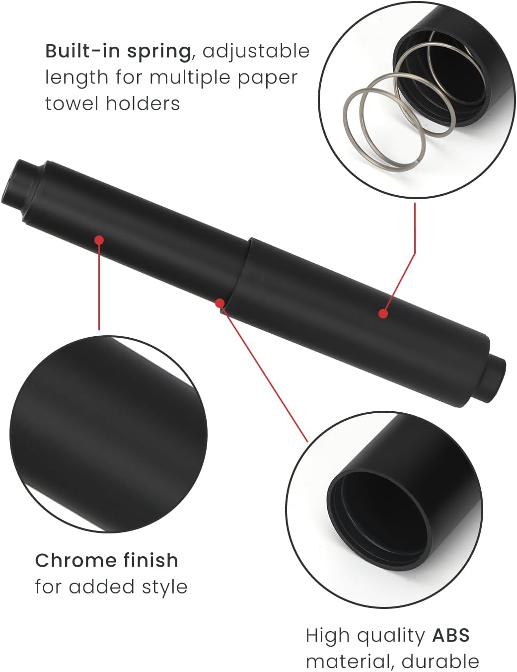 Toilet Paper Holder Roller Replacement, 2Pcs 6.5inch Plastic Toilet Paper Spring Rod Toilet Tissue Holder Replacement Spindle Replacement Rod fits Extra Large Bathroom Tissue Rolls (Black)