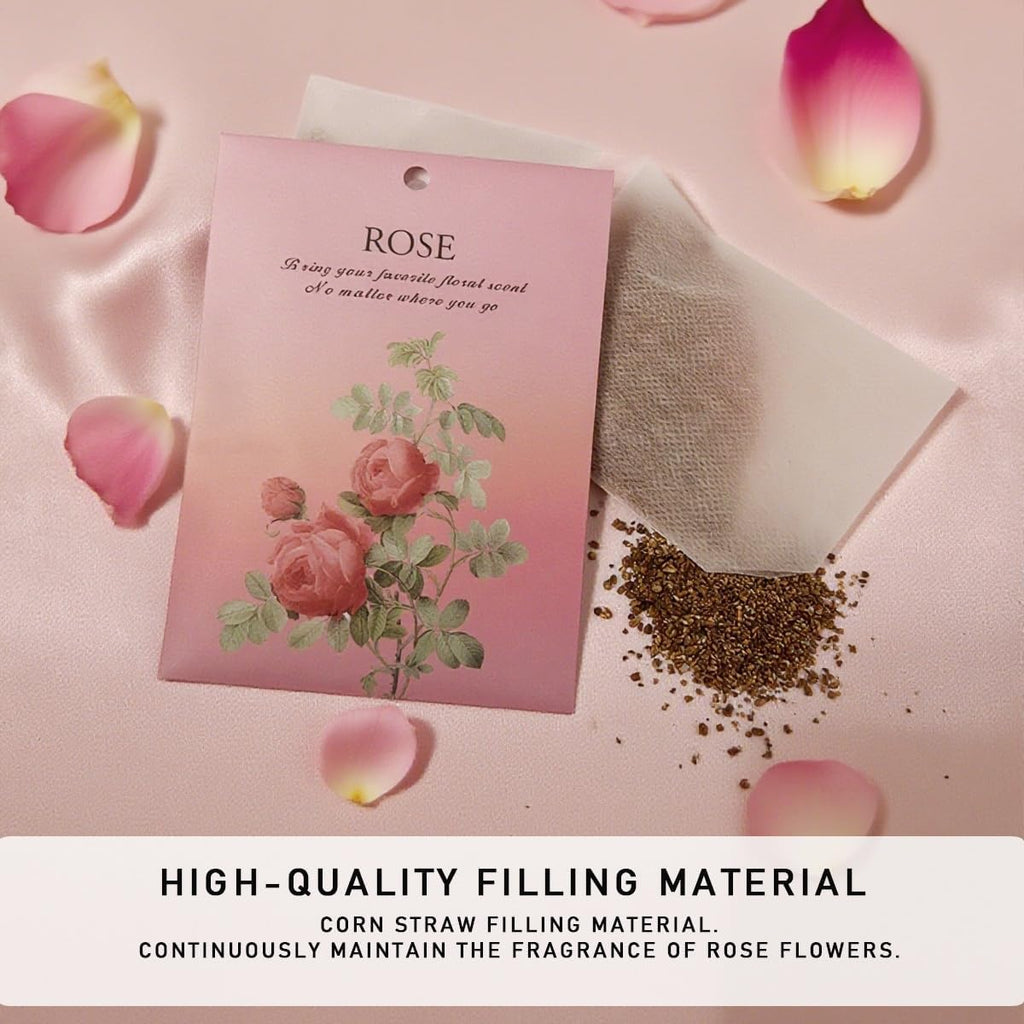 Rose Scented Sachet Bags - 12 Pack Home & Car Freshener, Odor Eliminator for Closets, Rooms, Drawers, Wardrobes, Toilets, Long - Lasting 360 - Day Fragrance