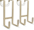 FYY 2 Packs Over The Door Hooks, Heavy Duty Door Hanger Hook, No Drill Wall Hooks for Hanging Coat, Towel, Bag in Bathroom, Closet Fits Most Doors Up to 1-7/8" Thickness （Pale Brown）