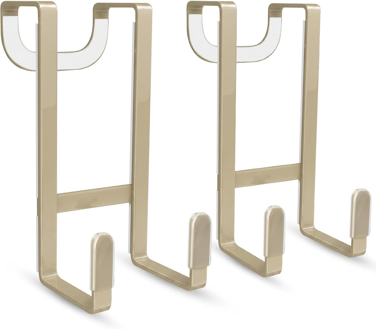 FYY 2 Packs Over The Door Hooks, Heavy Duty Door Hanger Hook, No Drill Wall Hooks for Hanging Coat, Towel, Bag in Bathroom, Closet Fits Most Doors Up to 1-7/8" Thickness （Pale Brown）