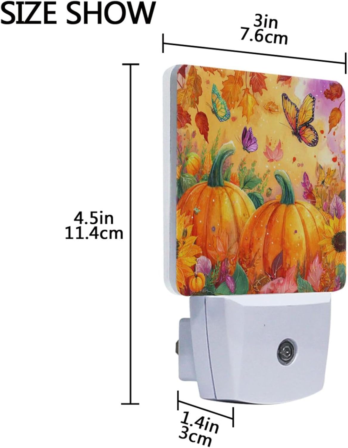 Vdsrup Fall Sunflowers Pumpkins Night Light Set of 2 Autumn Butterfly Maple Leaf Plug-in LED Nightlights Auto Dusk-to-Dawn Sensor Lamp for Bedroom Bathroom Kitchen Hallway Stairs