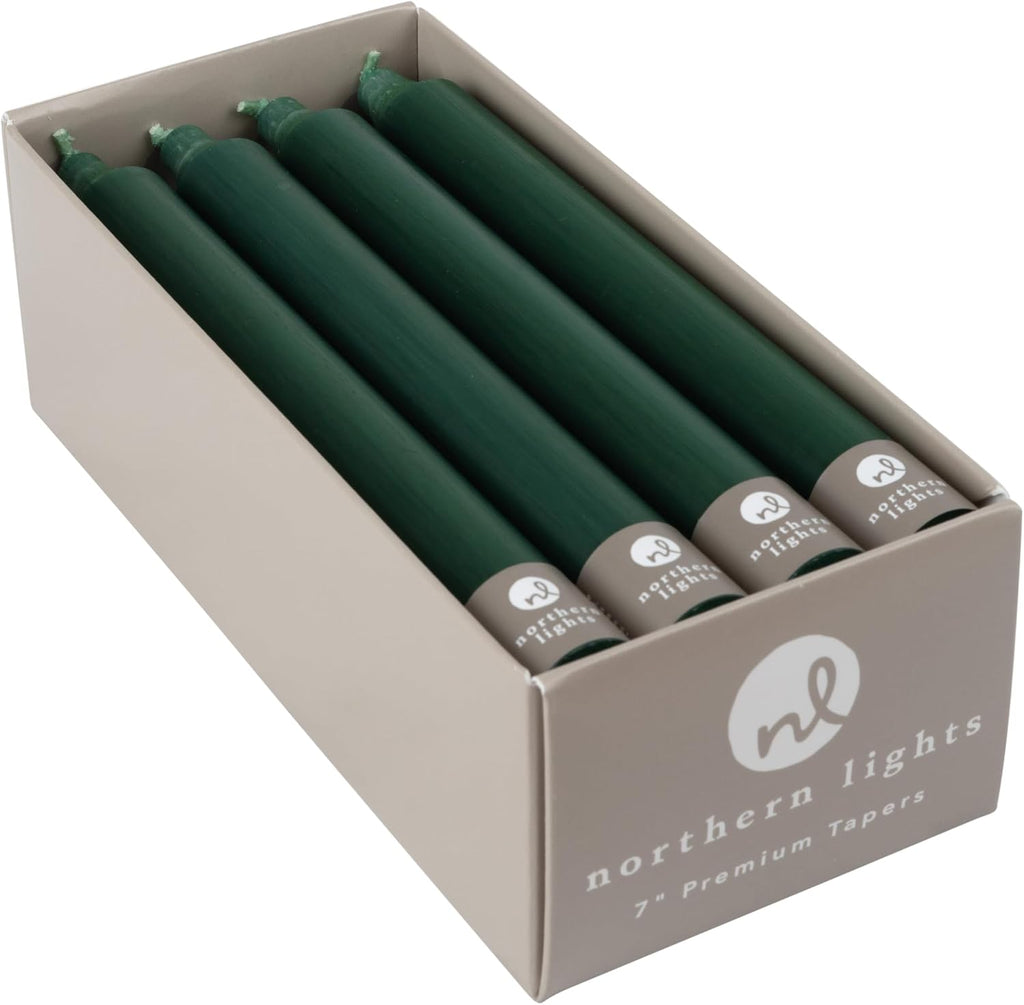 Northern Lights Candles - 7" 12pk Tapers - Hunter Green - 71737