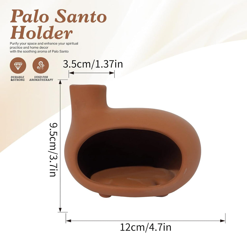 Orange-Red Terracotta Palo Santo Holder, Mini Chiminea Incense Burner