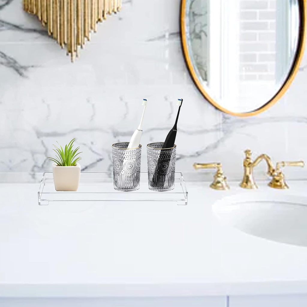 Vanity Bathroom Tray Acrylic Clear Rectangle Decorative Organizer, Small