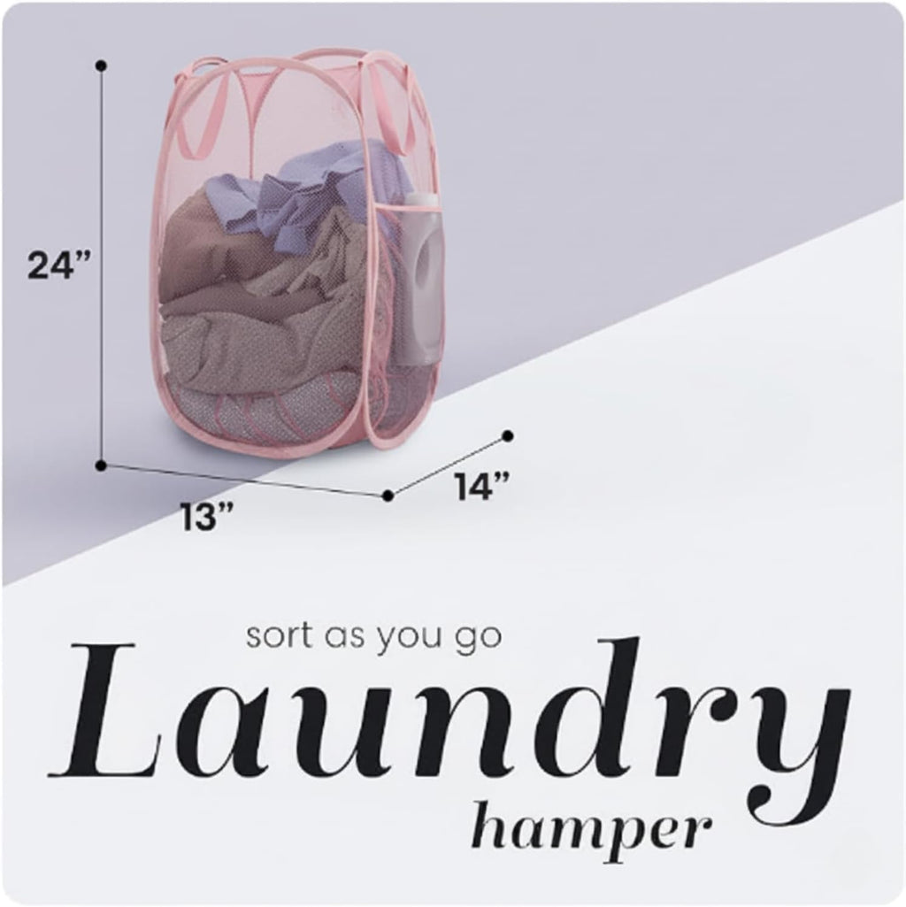 Handy Laundry Mesh Pop Up Hamper Foldable Collapsible Basket